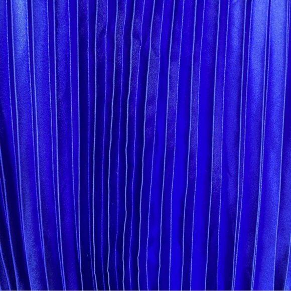 Jessica Mcclintock for Gunne Sax Blue Pleated Bubble Mini Dress Size 5 - Picture 7 of 10